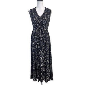 Dana Buchman Dress sz 10 Black Floral Silk Long Maxi Flowing Wedding Wedding Bow